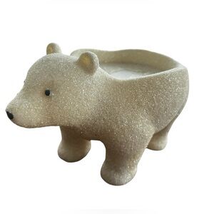 Bath & Body Works Glitter White Polar Bear 3 Wick Candleholder Pedestal